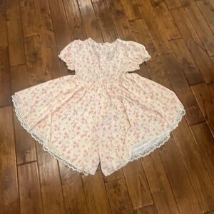 Cider Pink Floral Lace-Trim Mini Dress/Romper 1XL